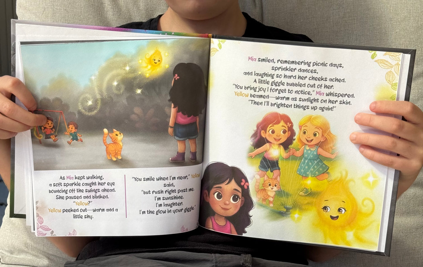 Inside book explaining feelings for kids