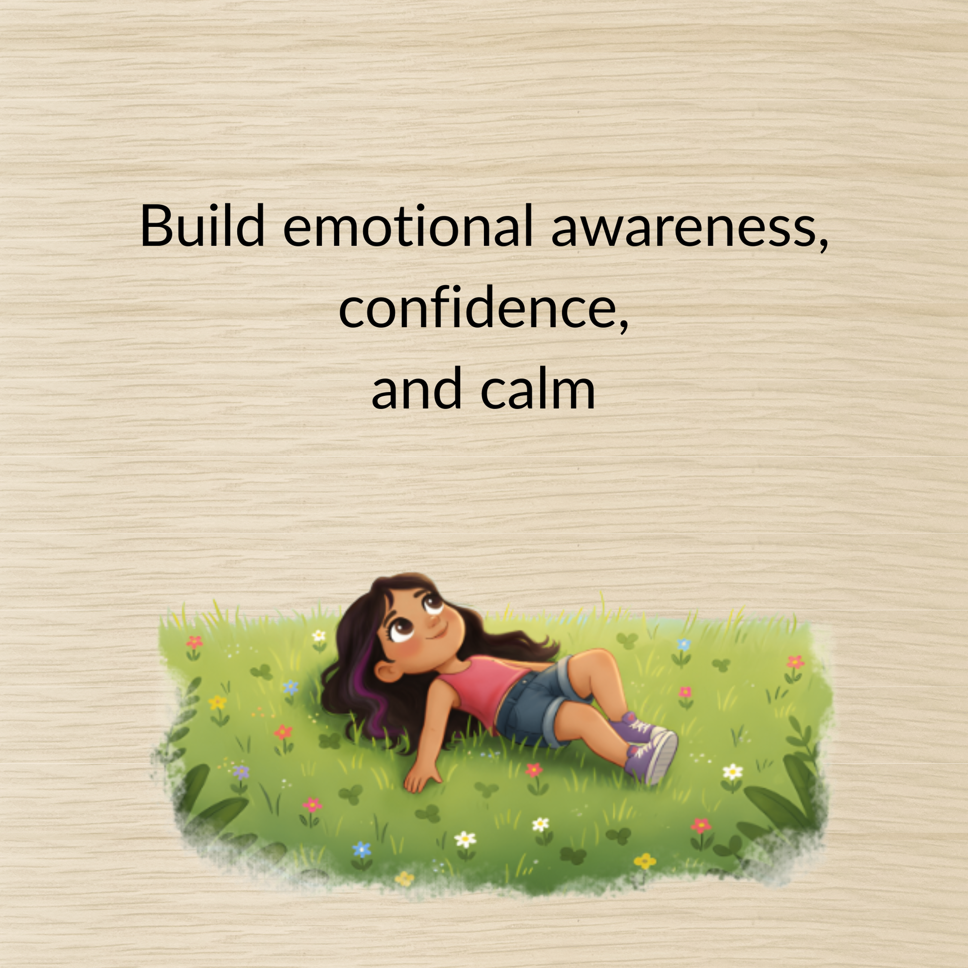 Illustration representing calm and emotional awareness developed through Mia Feelings Bingo game